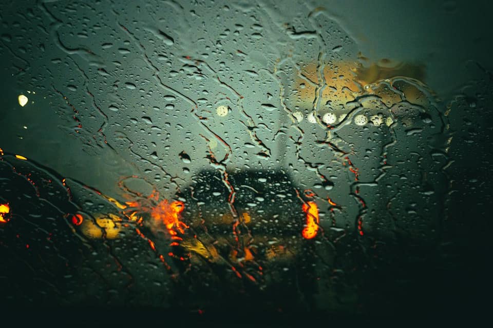 Water droplets on glass window
