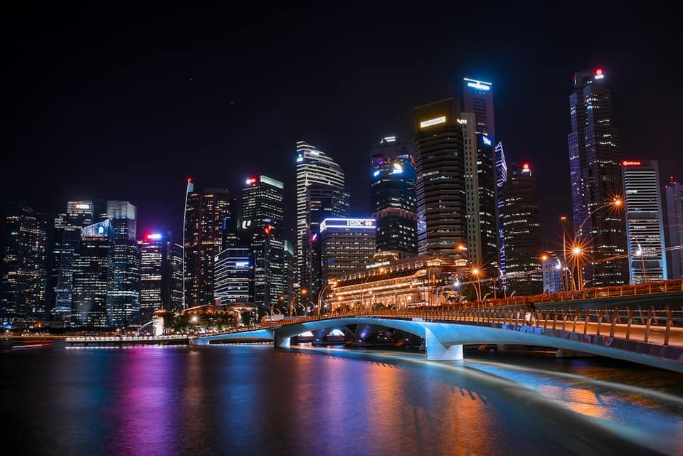 City skyline during night time