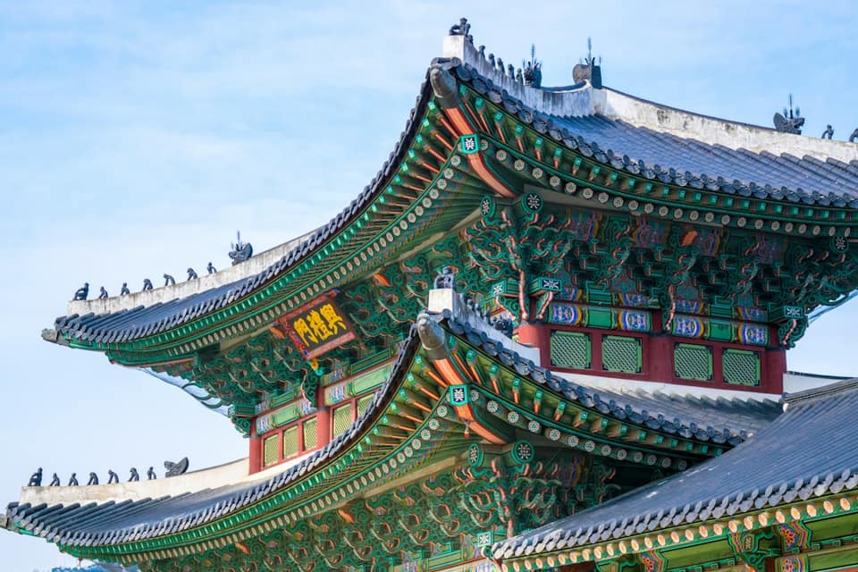 Green and red temple
